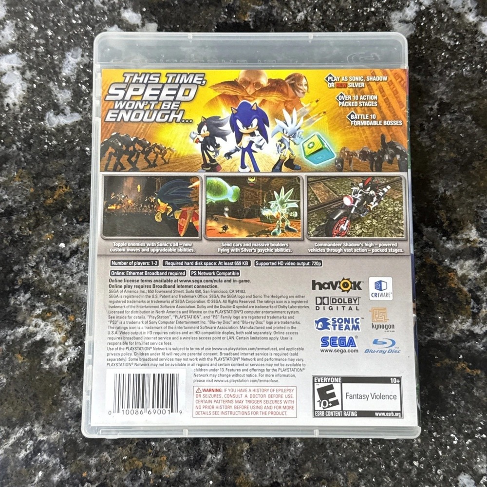 Sonic the Hedgehog PlayStation 3 PS3 2006 Sega Video Game Disc & Case - Picture 2 of 3